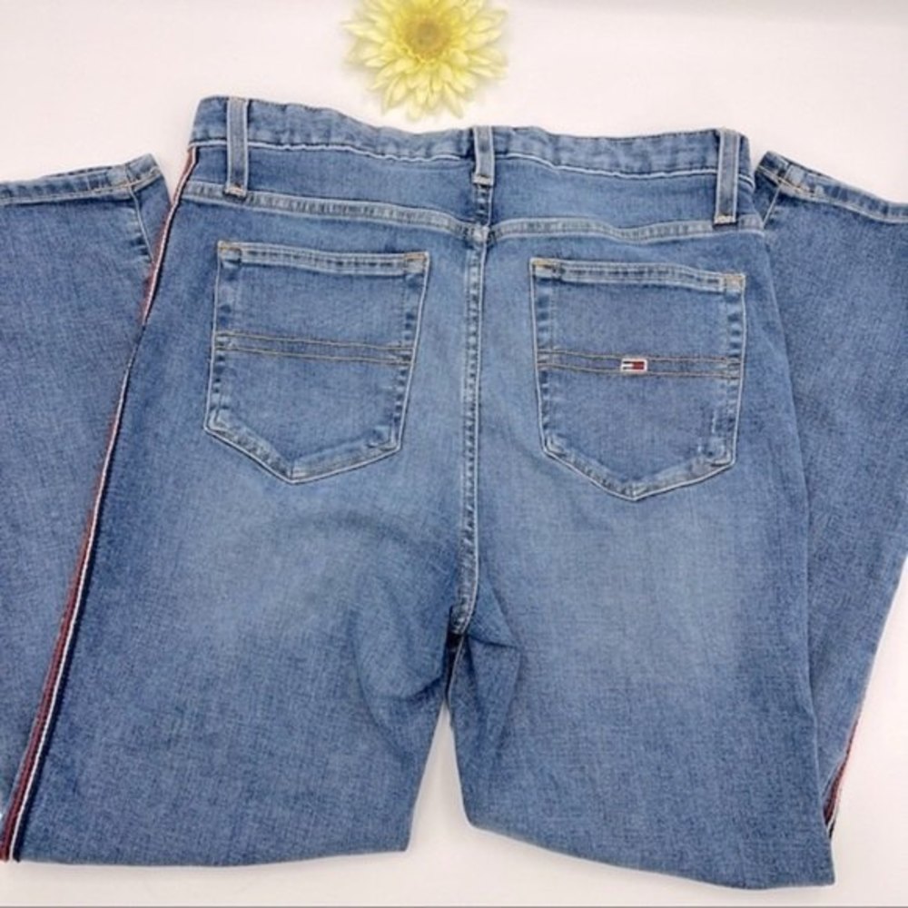 Tommy Jeans High Rise Straight Ankle Jeans  Tribeca Side-Stripe Size 6 - Picture 6 of 15